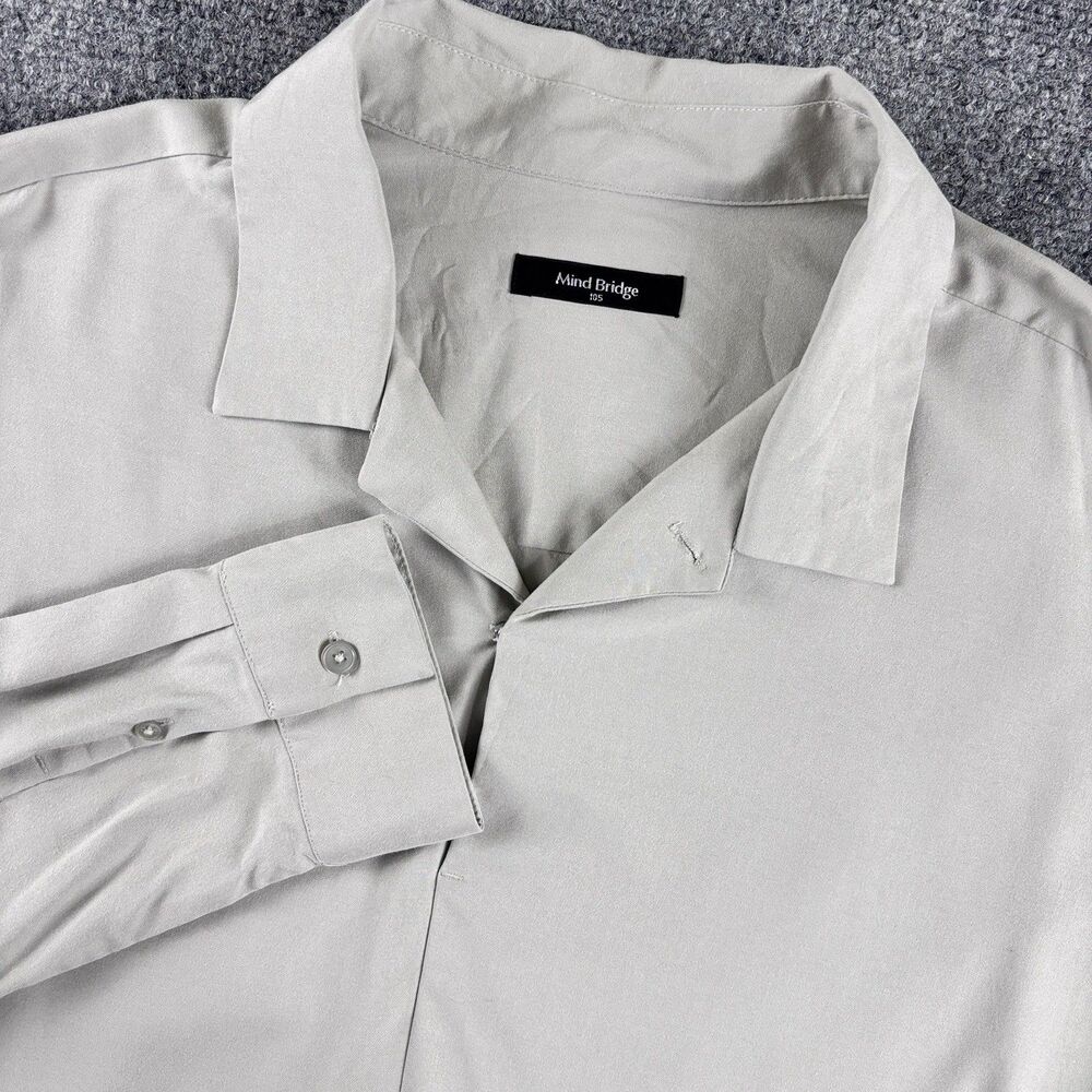 Mind Bridge Shirt Mens 105 US L Beige Camp Collar Long Sleeve